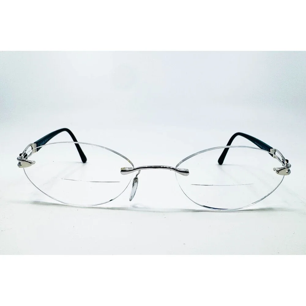 Silhouette Eyeglasses Womens Black Silver Rimless Oval 6708 00 6050 19 130